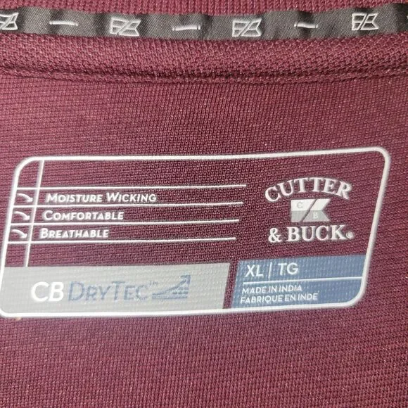 Cutter And Buck Burgundy Harvard Polo Size XL Dri-fit - Picture 4 of 6